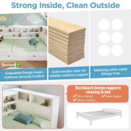 Matteo White Multi-functional Single Daybed with Bookcase, Desk & Storage - thumbnail 3