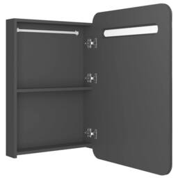 Berkfield Home LED Bathroom Mirror Cabinet Grey 60x11x80 cm - Size: 60 x 11 x 80 cm - thumbnail 5