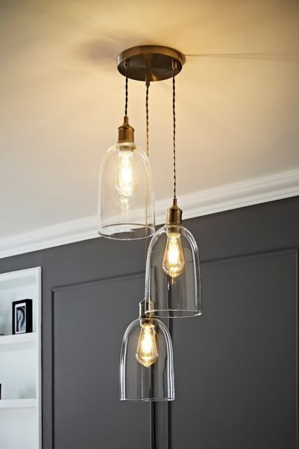 ValueLights Kira Glass Cloche Dome 3 Drop Cluster Ceiling Pendant Light in Silver - image 1