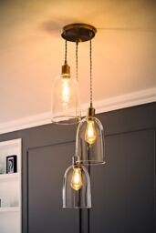 ValueLights Kira Glass Cloche Dome 3 Drop Cluster Ceiling Pendant Light in Silver - thumbnail 2