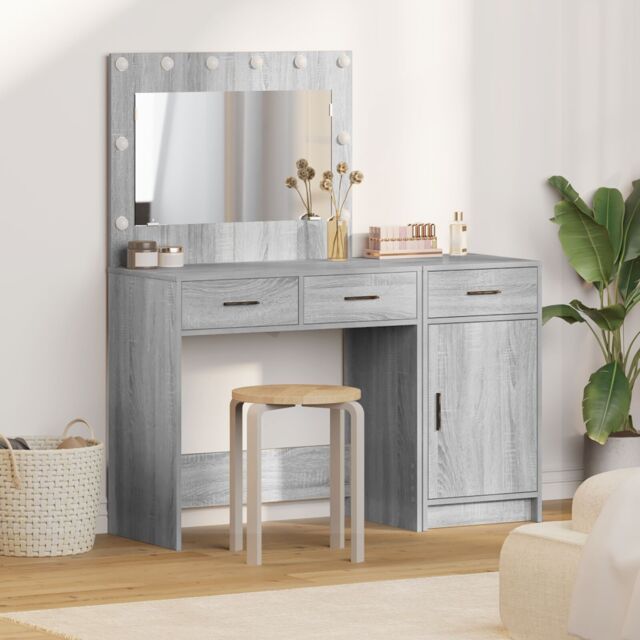 Berkfield Home 2-Piece Dressing Table Set with LED - Grey Sonoma Engineered Wood - image 1