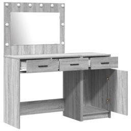 Berkfield Home 2-Piece Dressing Table Set with LED - Grey Sonoma Engineered Wood - thumbnail 5