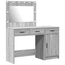 Berkfield Home 2-Piece Dressing Table Set with LED - Grey Sonoma Engineered Wood - thumbnail 2