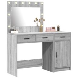 Berkfield Home 2-Piece Dressing Table Set with LED - Grey Sonoma Engineered Wood - thumbnail 3