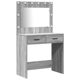 Berkfield Home 2-Piece Dressing Table Set with LED - Grey Sonoma Engineered Wood - thumbnail 4