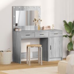 Berkfield Home 2-Piece Dressing Table Set with LED - Grey Sonoma Engineered Wood
