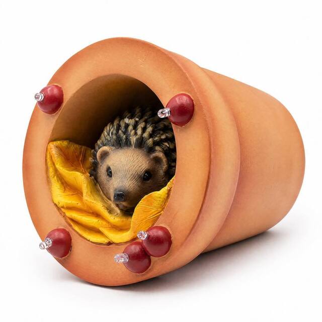 Emitto Garden Ornaments Hedgehog Solar LED Statue Outdoor Decor Resin Brown - image 1