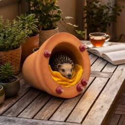 Emitto Garden Ornaments Hedgehog Solar LED Statue Outdoor Decor Resin Brown - thumbnail 2