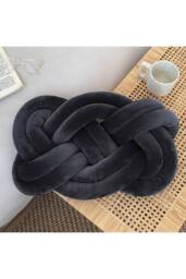 Living and Home 2Pcs Unique Knot Design Throw Pillows for Home Decor in Dark Grey - thumbnail 4