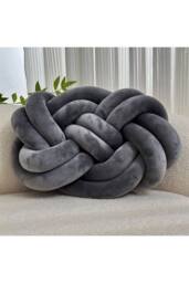 Living and Home 2Pcs Unique Knot Design Throw Pillows for Home Decor in Dark Grey - thumbnail 2