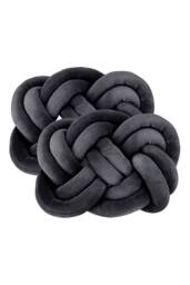 Living and Home 2Pcs Unique Knot Design Throw Pillows for Home Decor in Dark Grey - thumbnail 5