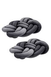 Living and Home 2Pcs Unique Knot Design Throw Pillows for Home Decor in Dark Grey - thumbnail 6