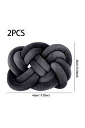 Living and Home 2Pcs Unique Knot Design Throw Pillows for Home Decor in Dark Grey - thumbnail 8