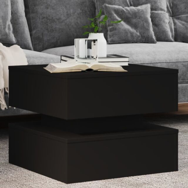 Berkfield Home Coffee Table with LED Lights Black 50x50x40 cm - Size: 50 x 50 x 40 cm - image 1