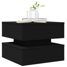 Berkfield Home Coffee Table with LED Lights Black 50x50x40 cm - Size: 50 x 50 x 40 cm - thumbnail 6