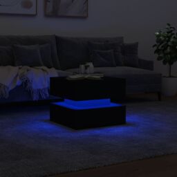 Berkfield Home Coffee Table with LED Lights Black 50x50x40 cm - Size: 50 x 50 x 40 cm - thumbnail 5