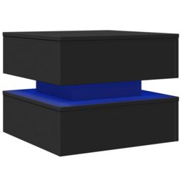 Berkfield Home Coffee Table with LED Lights Black 50x50x40 cm - Size: 50 x 50 x 40 cm - thumbnail 3