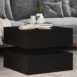 Berkfield Home Coffee Table with LED Lights Black 50x50x40 cm - Size: 50 x 50 x 40 cm - thumbnail 1