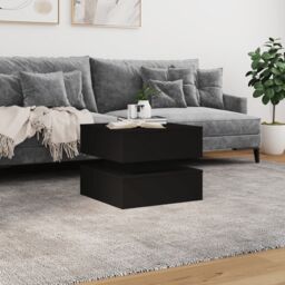 Berkfield Home Coffee Table with LED Lights Black 50x50x40 cm - Size: 50 x 50 x 40 cm - thumbnail 4