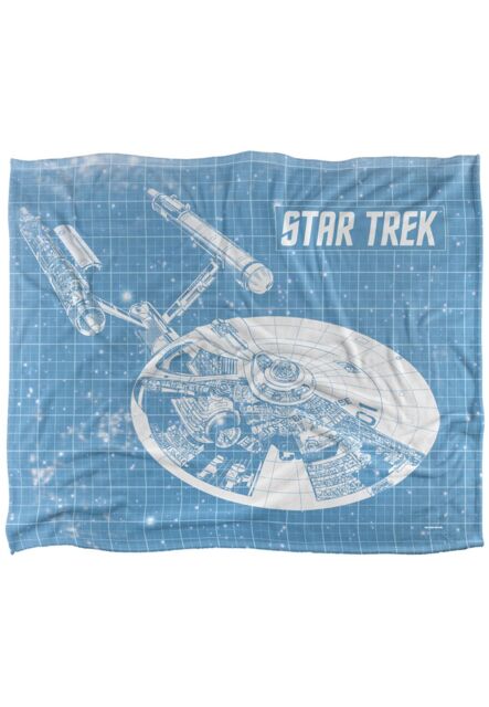 Star Trek Enterprise Blueprint Silky Touch Super Soft Throw Blanket 152 X 127 cm in White - image 1
