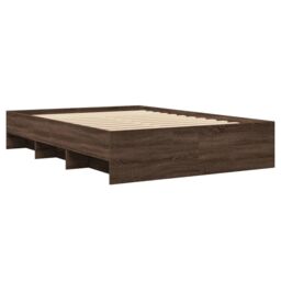 Berkfield Home Bed Frame without Mattress Brown Oak 140x190 cm Engineered Wood - thumbnail 4