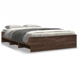 Berkfield Home Bed Frame without Mattress Brown Oak 140x190 cm Engineered Wood - thumbnail 2