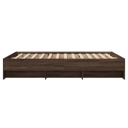 Berkfield Home Bed Frame without Mattress Brown Oak 140x190 cm Engineered Wood - thumbnail 6