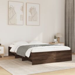 Berkfield Home Bed Frame without Mattress Brown Oak 140x190 cm Engineered Wood - thumbnail 1