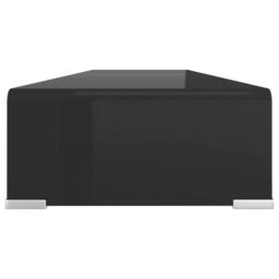 Berkfield Home TV Stand/Monitor Riser Glass Black 110x30x13 cm - Size: 110 x 30 x 13 cm - thumbnail 4