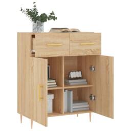 Berkfield Home Sideboard Sonoma Oak 69.5x34x90 cm Engineered Wood in Light Oak - thumbnail 4