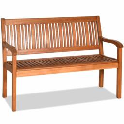 Costway Eucalyptus Bench Wooden Dining Bench Solid Long Bench 2 Person Chair in Pale Orange - thumbnail 1