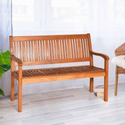 Costway Eucalyptus Bench Wooden Dining Bench Solid Long Bench 2 Person Chair in Pale Orange - thumbnail 2