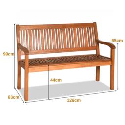 Costway Eucalyptus Bench Wooden Dining Bench Solid Long Bench 2 Person Chair in Pale Orange - thumbnail 5