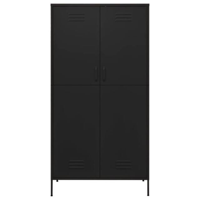 Berkfield Home Wardrobe Black 90x50x180 cm Steel - Size: 90 x 50 x 180 cm - image 1