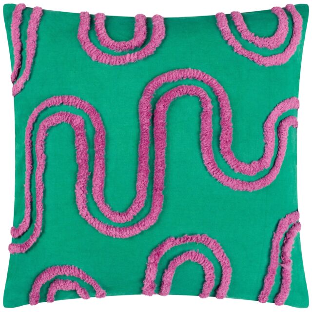 Heya Home Archie Abstract Tufted Cushion in Turquoise - Size: 45 cm x 45 cm - image 1