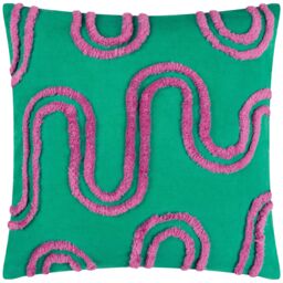 Heya Home Archie Abstract Tufted Cushion in Turquoise - Size: 45 cm x 45 cm