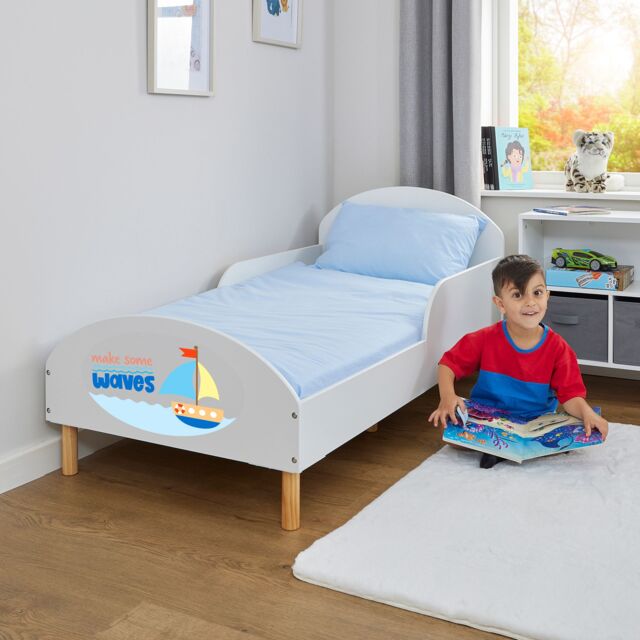 Liberty House Toys Kids White Toddler Bed - Make Some Waves - Size: Cot Bed - image 1