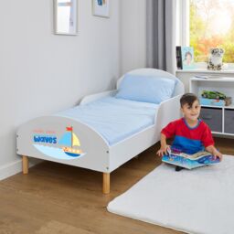 Liberty House Toys Kids White Toddler Bed - Make Some Waves - Size: Cot Bed - thumbnail 1