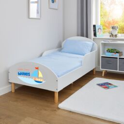 Liberty House Toys Kids White Toddler Bed - Make Some Waves - Size: Cot Bed - thumbnail 4
