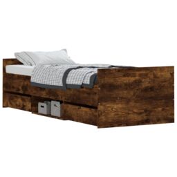 Berkfield Home Bed Frame with Headboard & Footboard Smoked Oak 75x190 cm Small Single in Brown - thumbnail 3