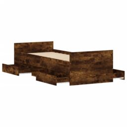 Berkfield Home Bed Frame with Headboard & Footboard Smoked Oak 75x190 cm Small Single in Brown - thumbnail 5