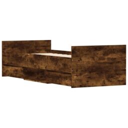 Berkfield Home Bed Frame with Headboard & Footboard Smoked Oak 75x190 cm Small Single in Brown - thumbnail 4
