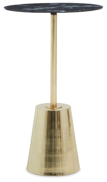 Orsina White Marble Effect Top Gold Base Side Table, Circular End Table For Modern Setup, Stylish Little Table - image 1