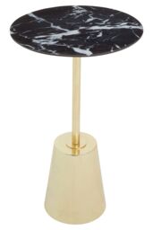 Orsina White Marble Effect Top Gold Base Side Table, Circular End Table For Modern Setup, Stylish Little Table - thumbnail 2