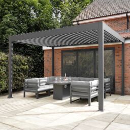 Monstershop Anthracite Aluminium Pergola With LED Lights - 3m x 4m in Grey - thumbnail 4