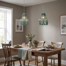 Happy Homewares Shabby Chic Ornate Chandelier Pendant Shade with Round Duck Egg Pearls in Duck Egg Blue - thumbnail 6