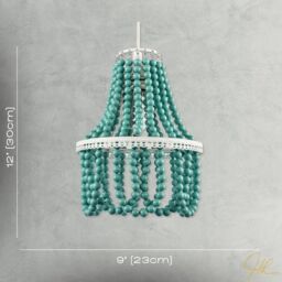 Happy Homewares Shabby Chic Ornate Chandelier Pendant Shade with Round Duck Egg Pearls in Duck Egg Blue - thumbnail 7