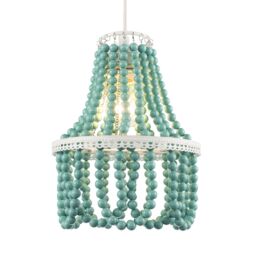 Happy Homewares Shabby Chic Ornate Chandelier Pendant Shade with Round Duck Egg Pearls in Duck Egg Blue - thumbnail 2