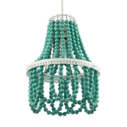 Happy Homewares Shabby Chic Ornate Chandelier Pendant Shade with Round Duck Egg Pearls in Duck Egg Blue - thumbnail 4