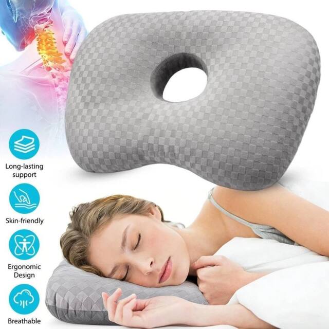 SPETLEK Pillow with Ear Hole for Ear Pain Relief in Grey - Size: Cot - image 1